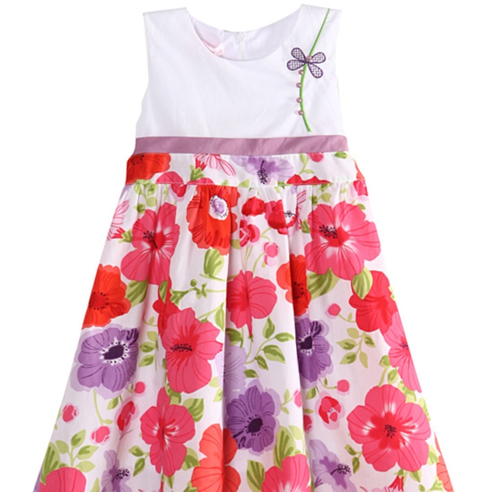 Richie House Butterfly Floral Dress Size 2/3 NWT